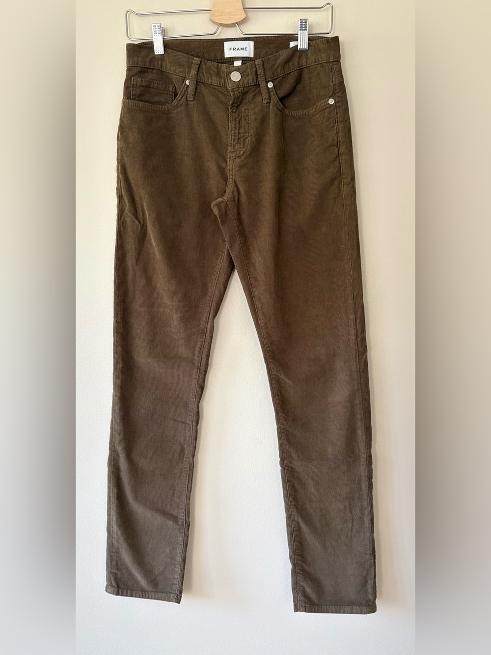 FRAME L’Homme Slim Military Olive Corduroy Pants Size 29 Stretch Straight Leg